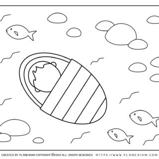 Passover coloring page - Moses in the basket