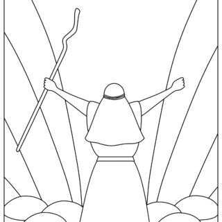 Passover coloring page - Moses parting the red sea
