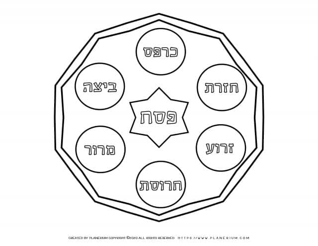Passover coloring page - Seder plate - Hebrew title