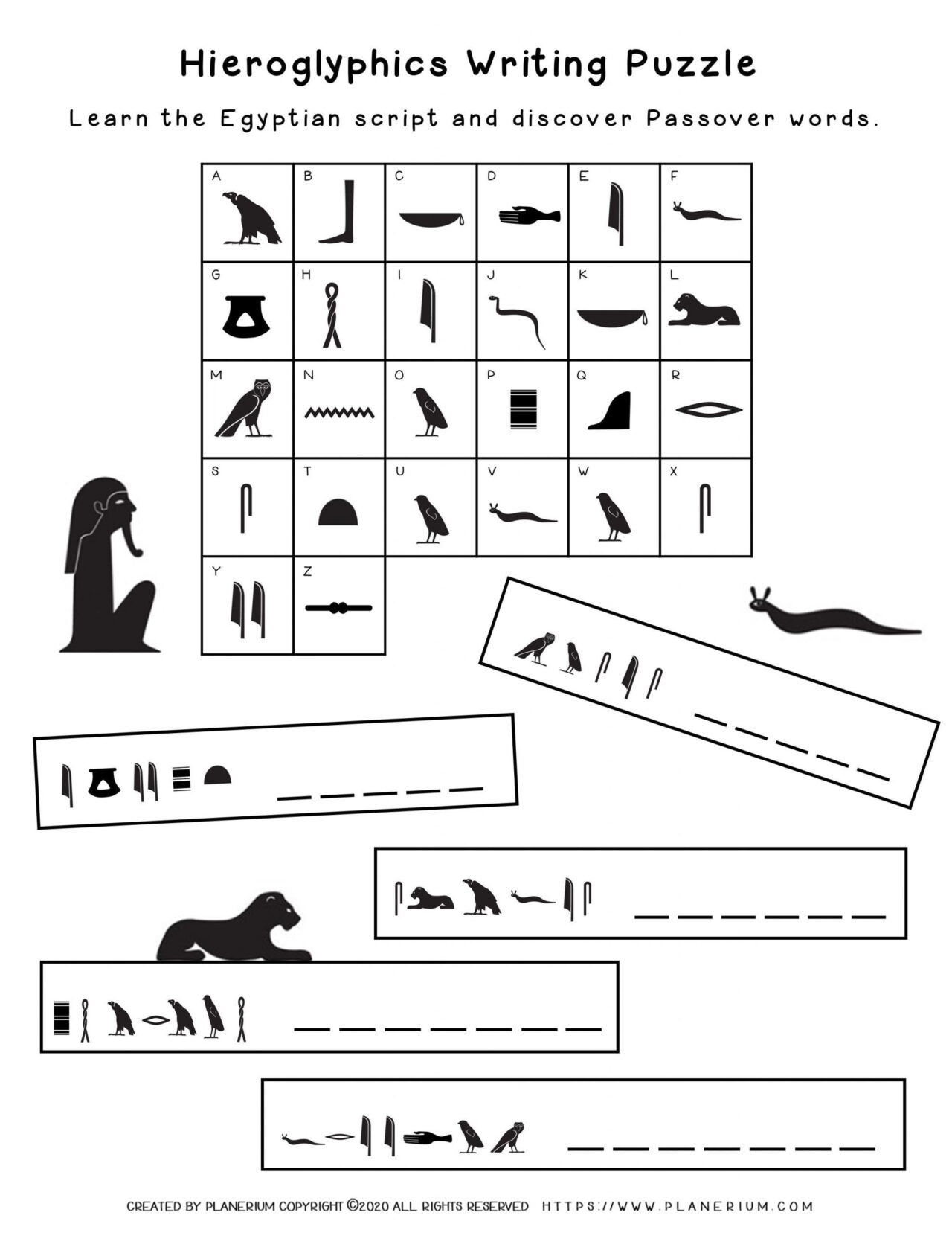 Passover worksheet - Hieroglyphics puzzle