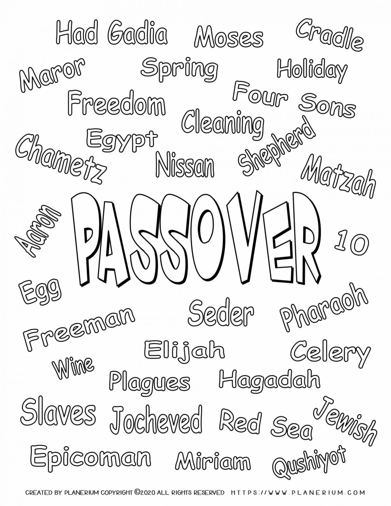 Passover worksheet - Color related words - English