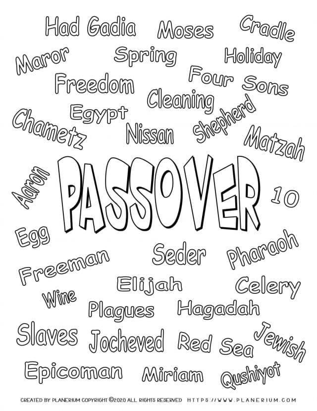 Passover worksheet - Color related words - English