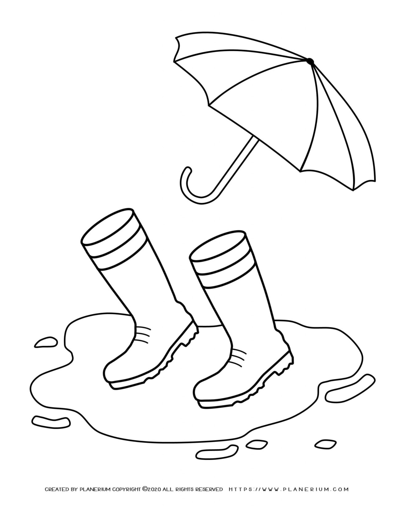 Spring coloring page - Boots in the pond