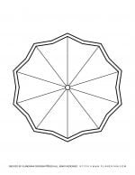 Spring coloring page with a decagon shaped umbrella