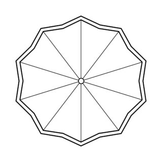 Spring coloring page with a decagon shaped umbrella