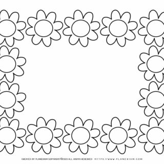 Spring coloring page with flowers frame