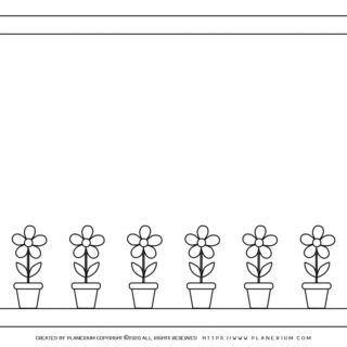 Spring coloring page with houseplants on a window