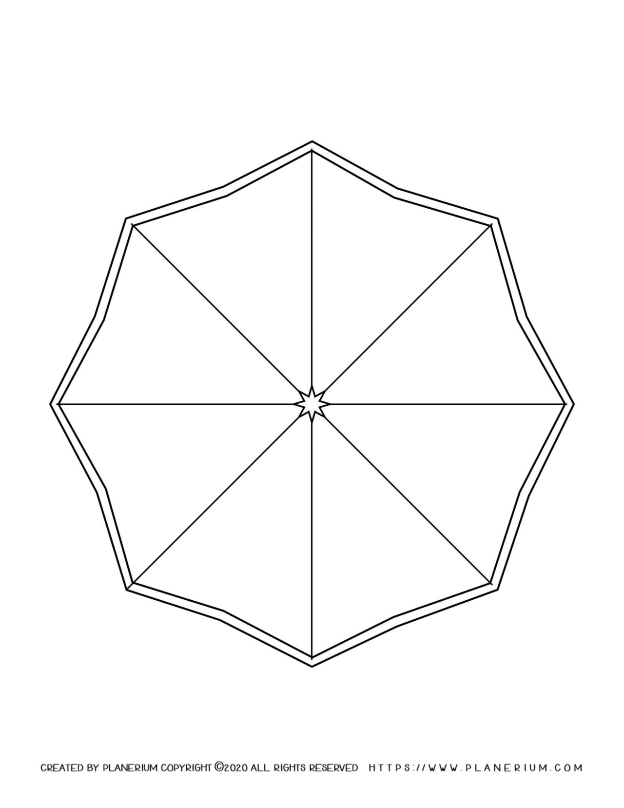 Spring coloring page - Octagon shaped umbrella