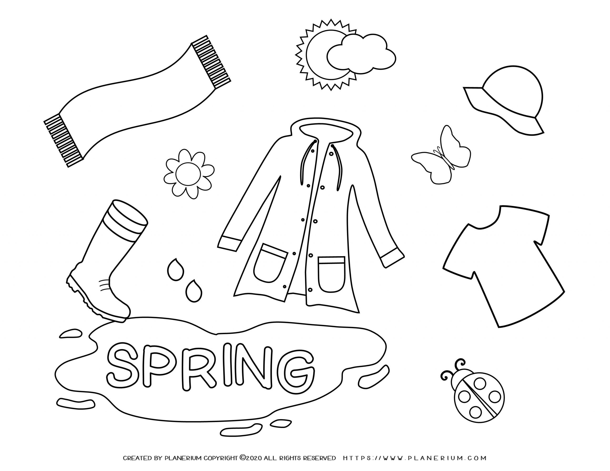 Spring - Coloring page - Spring season Clothes | Planerium