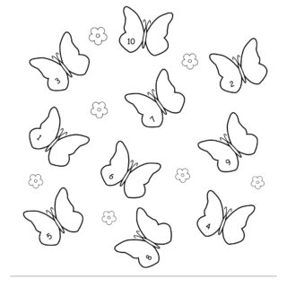 Butterflies Color by Number Worksheet for Kids