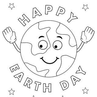 Happy Earth Day Coloring Page