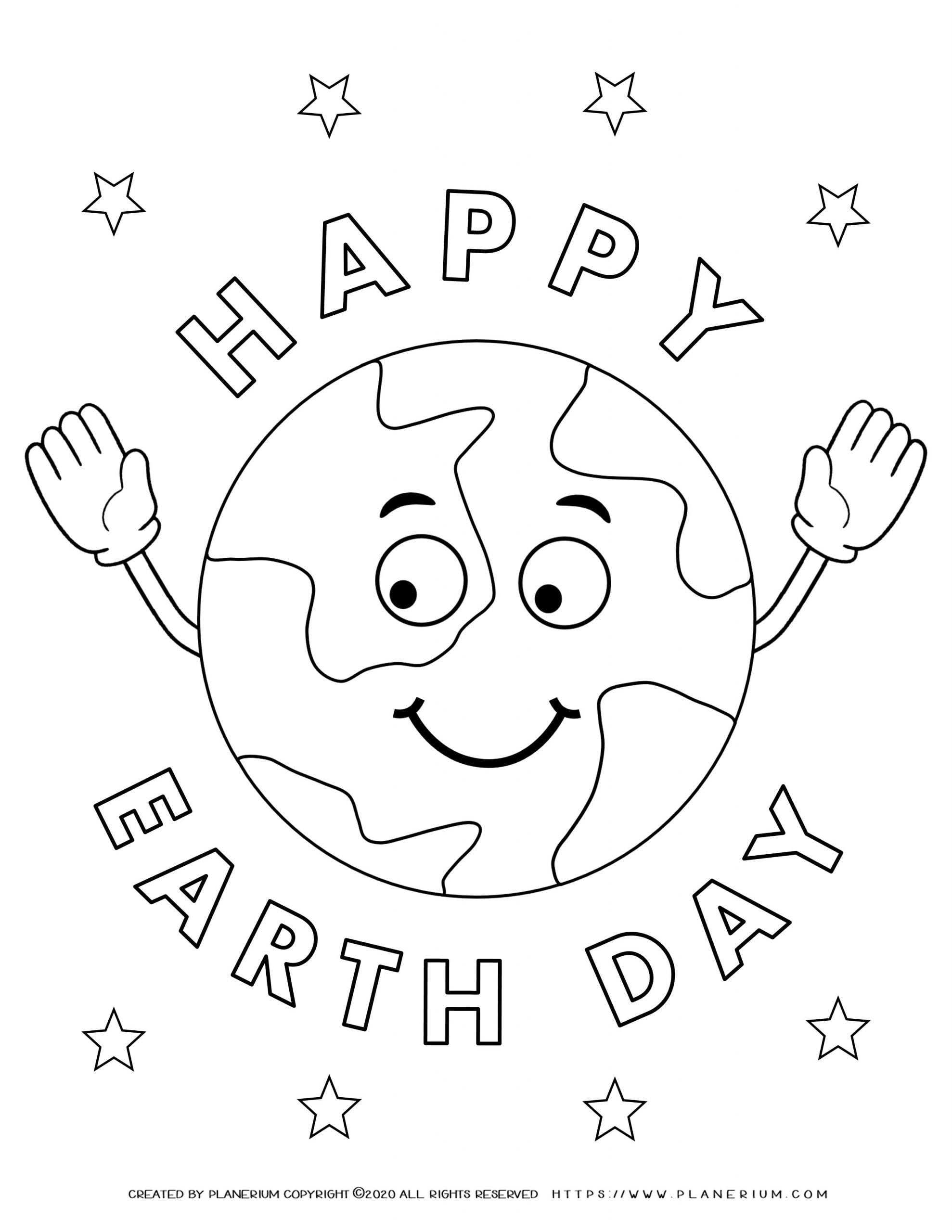 Earth day - Coloring page - Happy Earth Day