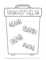 Earth day - Coloring page - Recycle bin Words