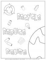 Earth day - Coloring page - Recycle Reduce and Reuse