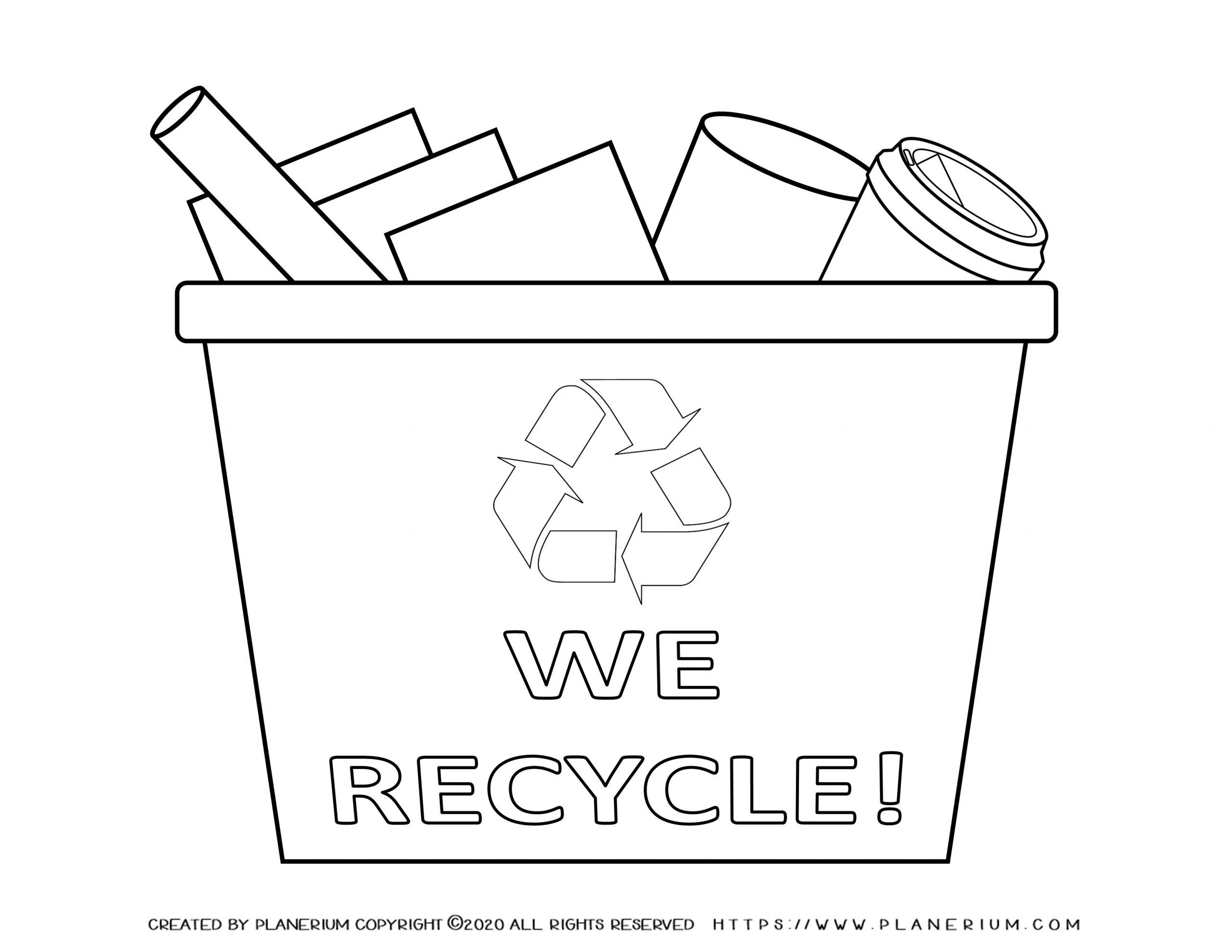 Earth Day - Coloring Page - We recycle | Planerium