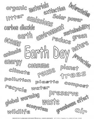 Earth day - Coloring page - Related Words