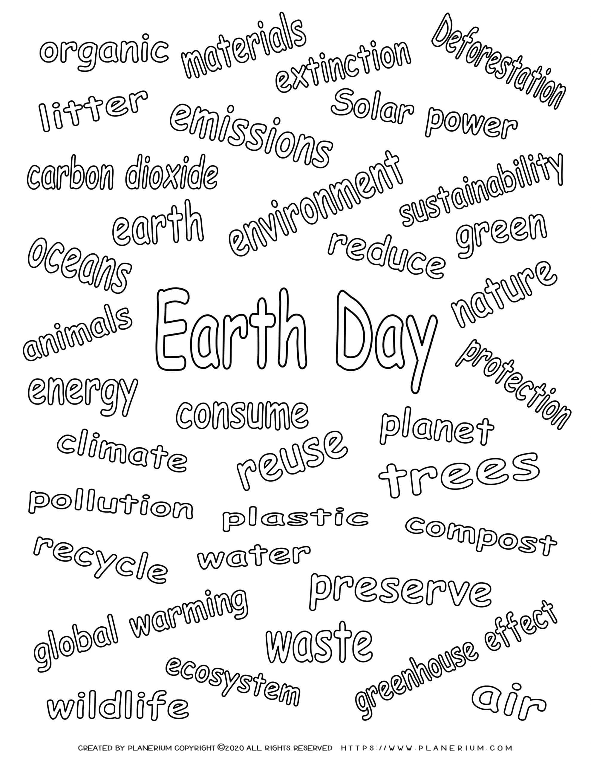 Earth day - Coloring page - Related Words