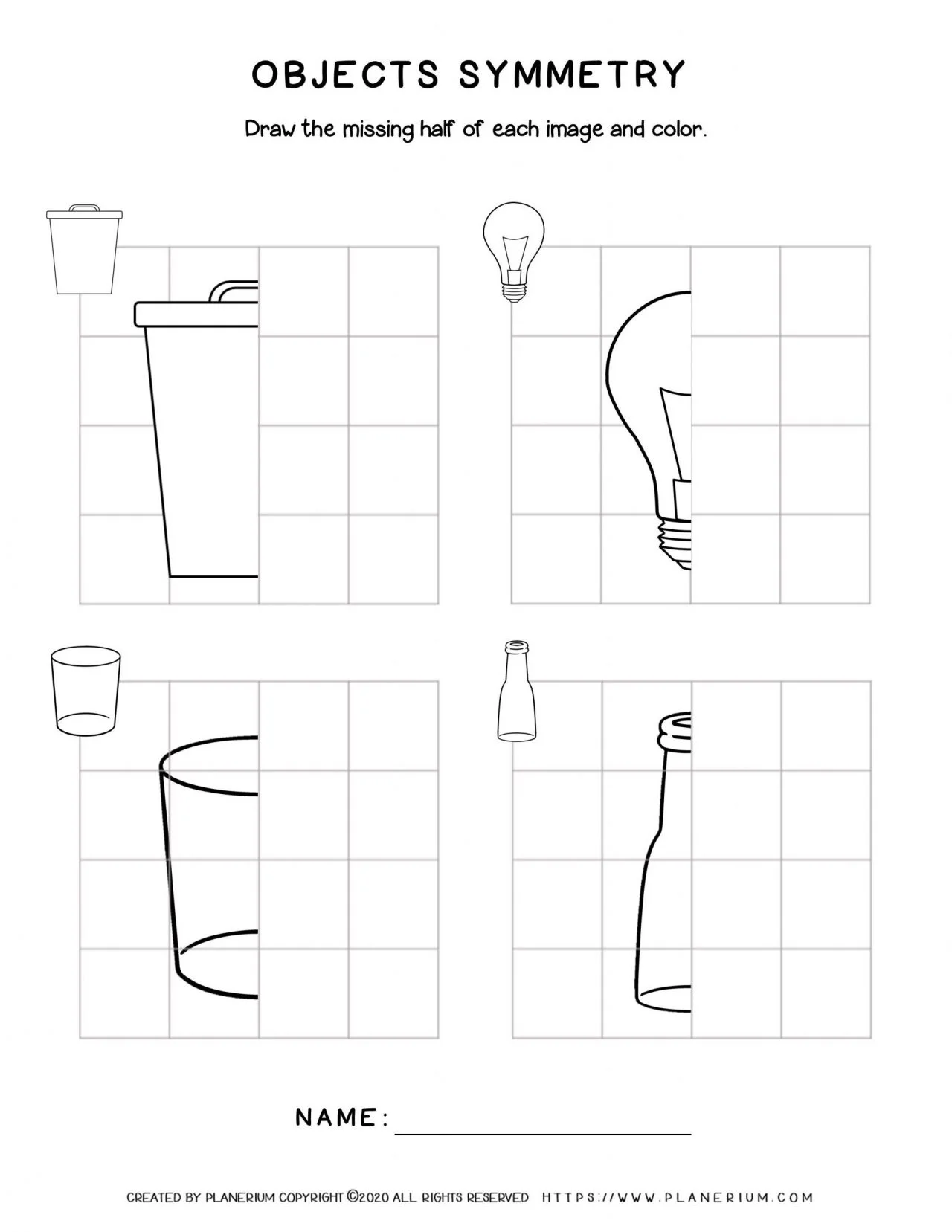 Earth Day Worksheet - Objects Symmetry Activity for Kids