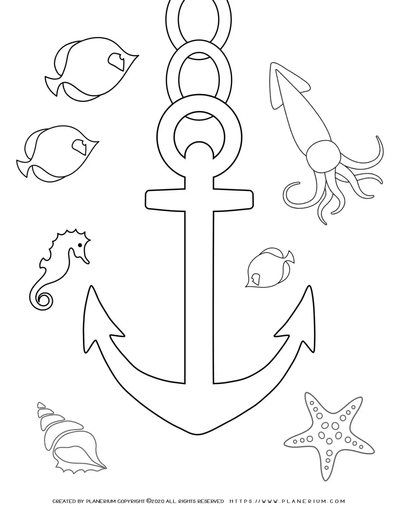 Summer - Coloring Page - Anchor| Planerium summer-coloring-page-anchor-planerium