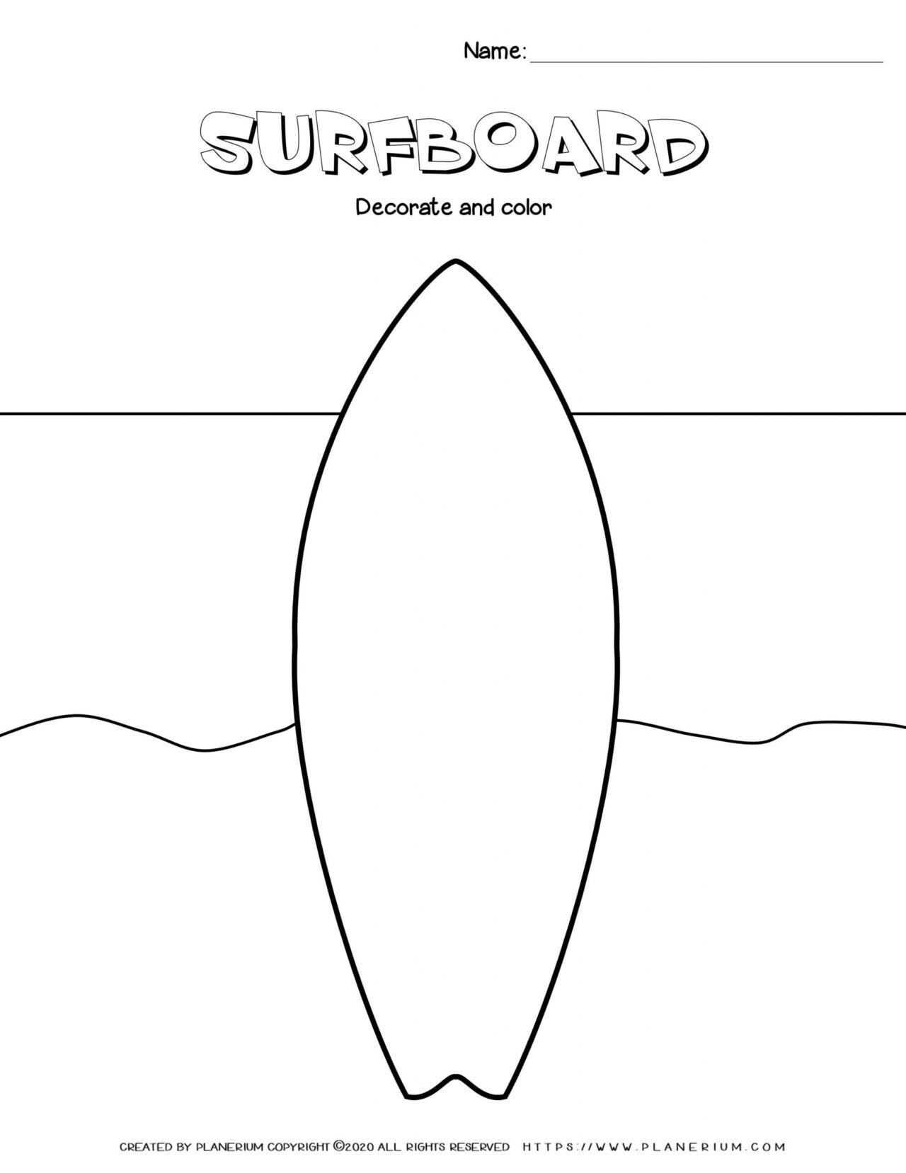Summer - Worksheet - Decorate your Surfboard