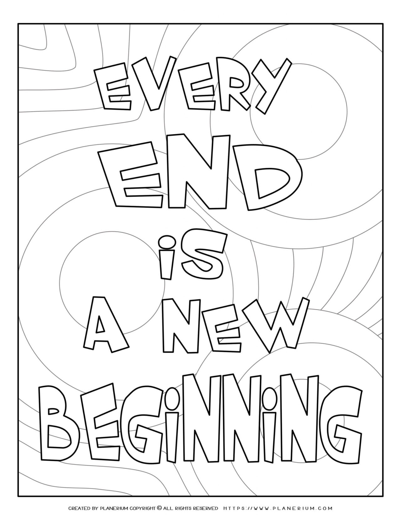 End of Year - Coloring Page - Every End is a New Begining
