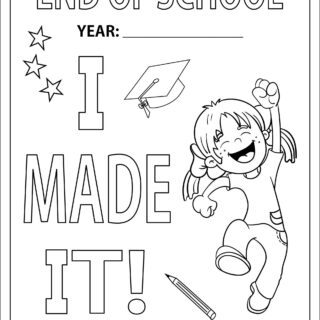 End of Year - Coloring Page - I Made It - Girl