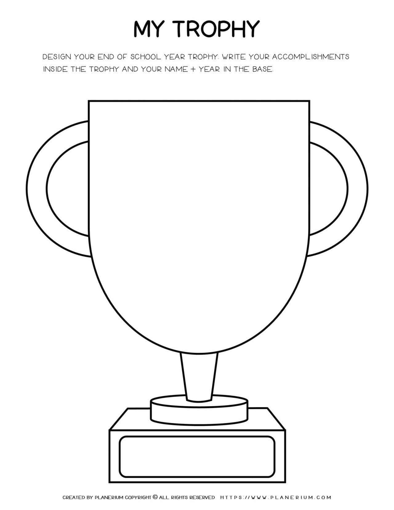 End of Year - Worksheet - Design My Trophy