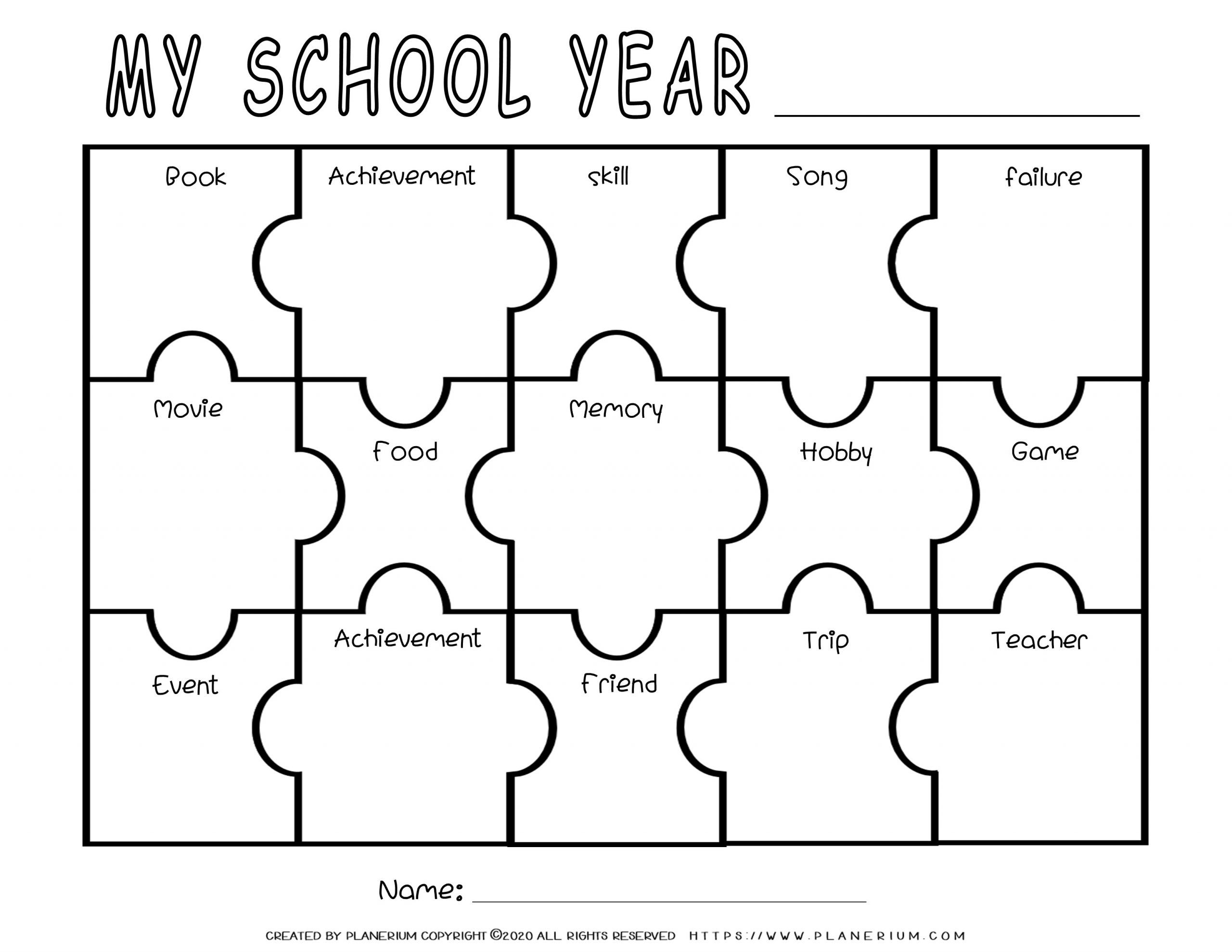 End of Year Worksheet Reflection Puzzle Planerium