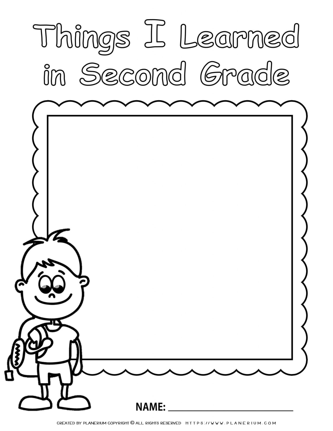 End of Year Worksheet Review School Year Second Grade Boy