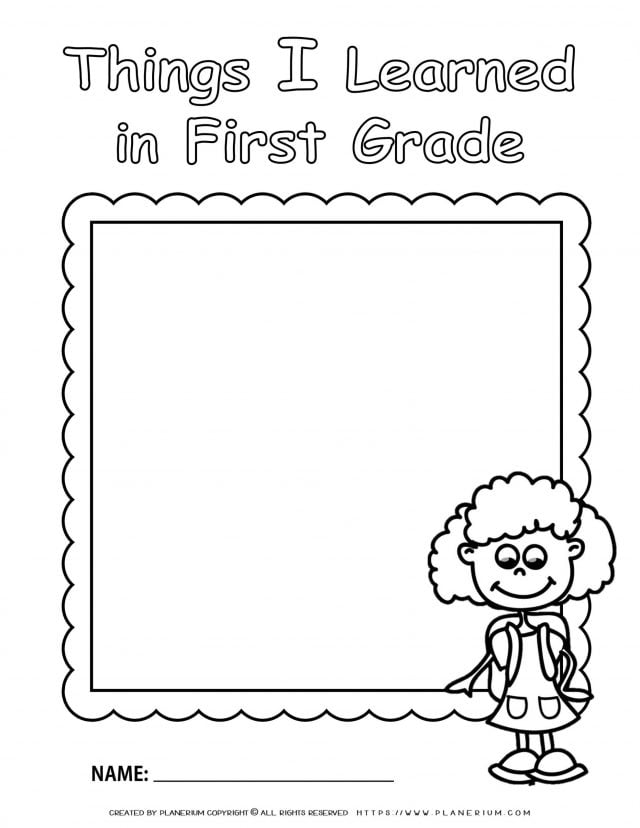 End of Year - Worksheet - Review First Grade - Girl