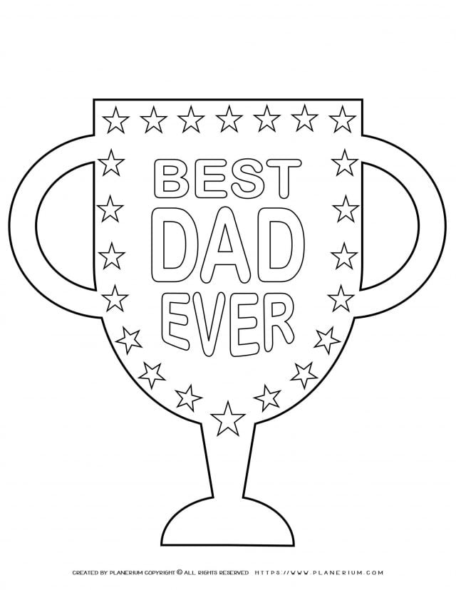 Father's Day - Coloring Page - Best Dad Ever Trophy