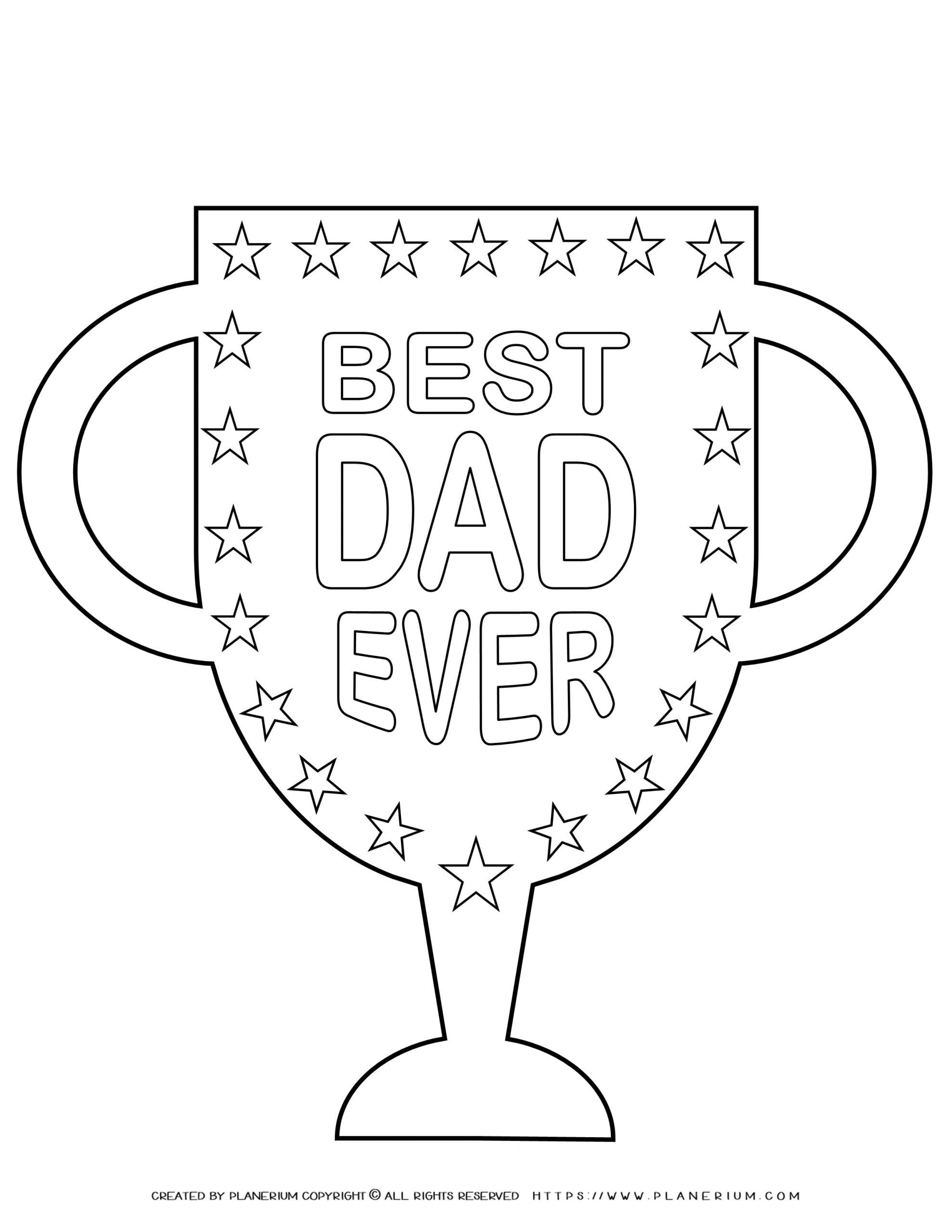 Father's Day Coloring Page Best Dad Ever Trophy Planerium