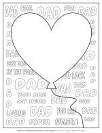 Father's Day - Coloring Page - Big heart balloon