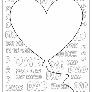 Father's Day - Coloring Page - Big heart balloon