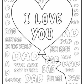 Father's Day - Coloring Page - Greeting card I love you