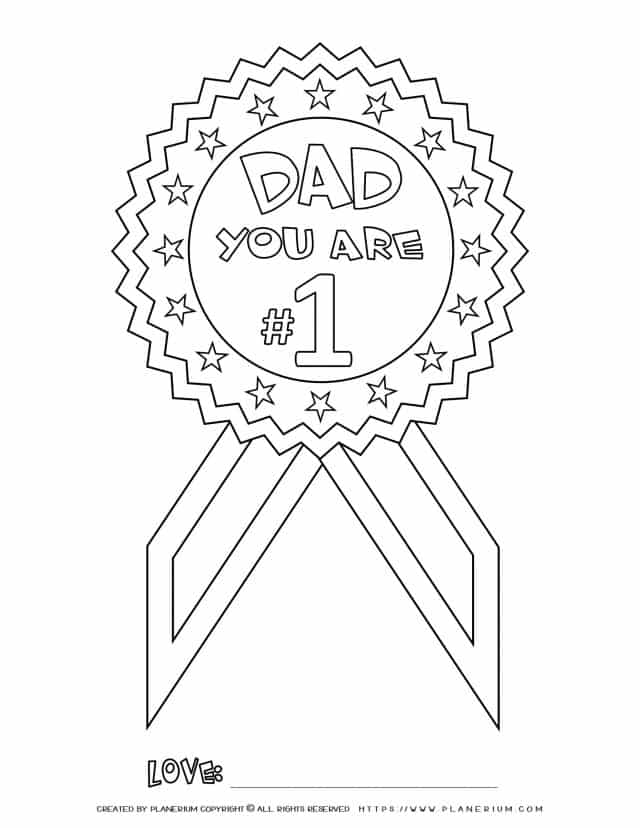 Father's Day - Coloring Page - You're No. 1 Medal