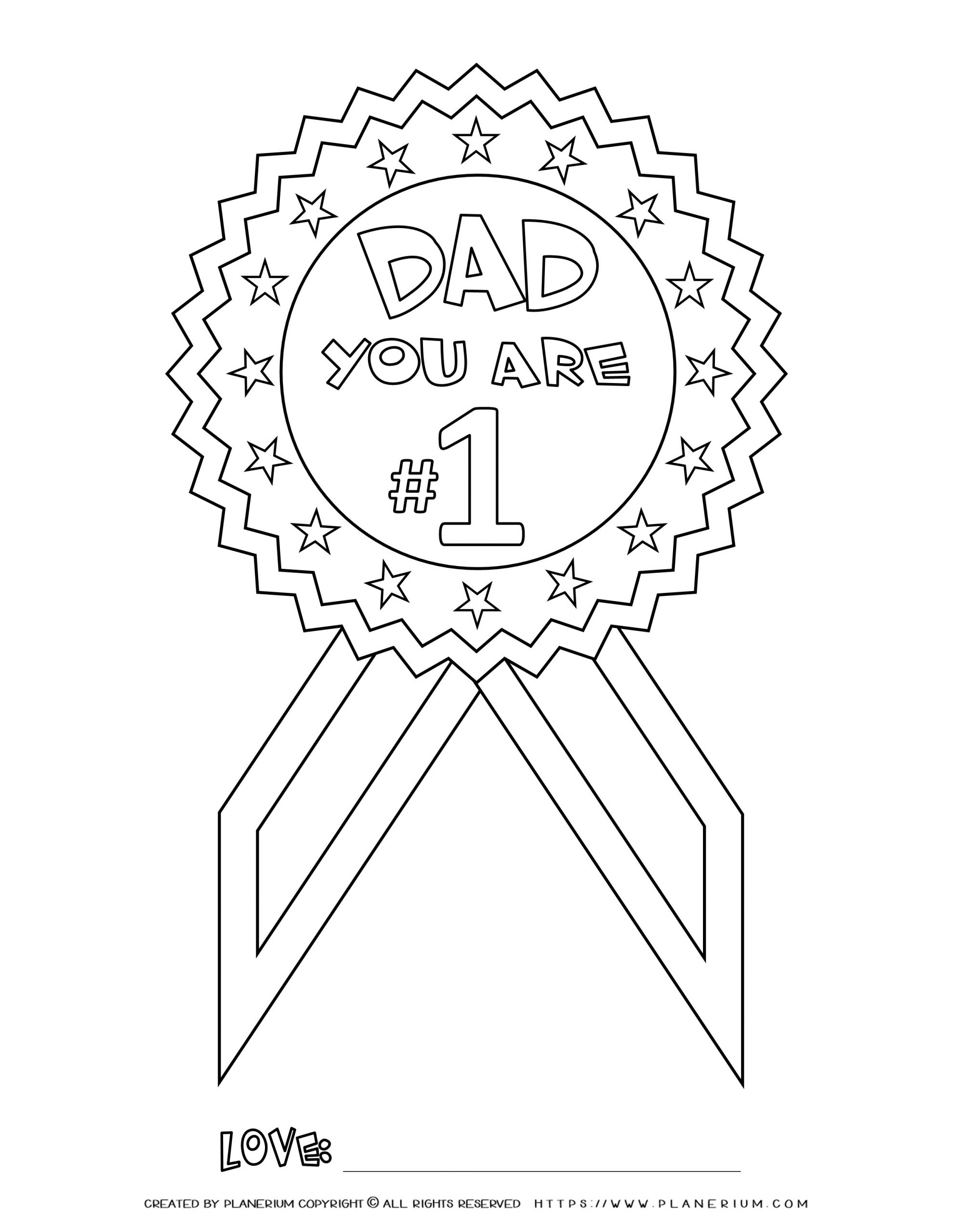 fathers-day-coloring-page-medal-dad-you-are-number Father's Day - Coloring Page - You're No. 1 Medal