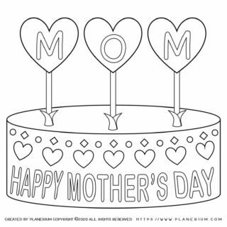 Mother's Day Coloring Page - Happy Mother's Day Cake