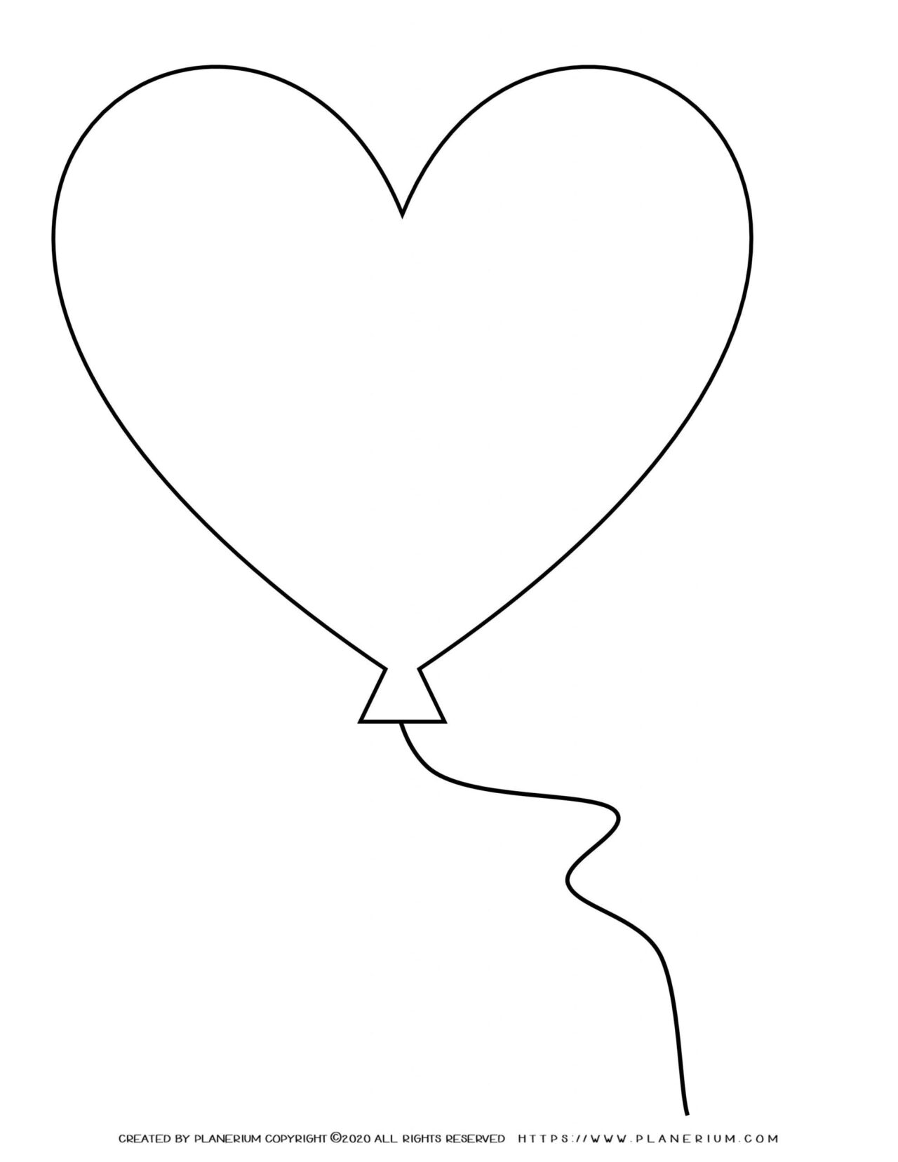 Mother's Day Coloring Page - Heart Balloon Template