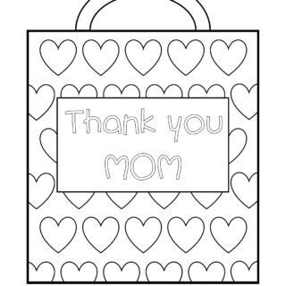 Mother's day - Coloring Page - Thank you Mom Present bag