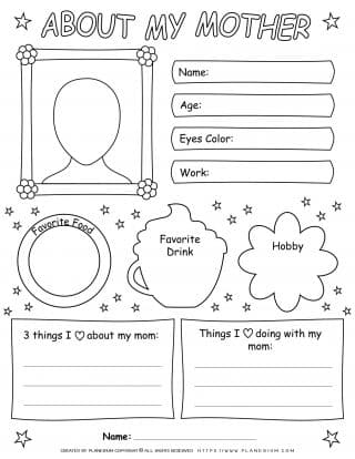 Mother's Day - Worksheet - About my Mother