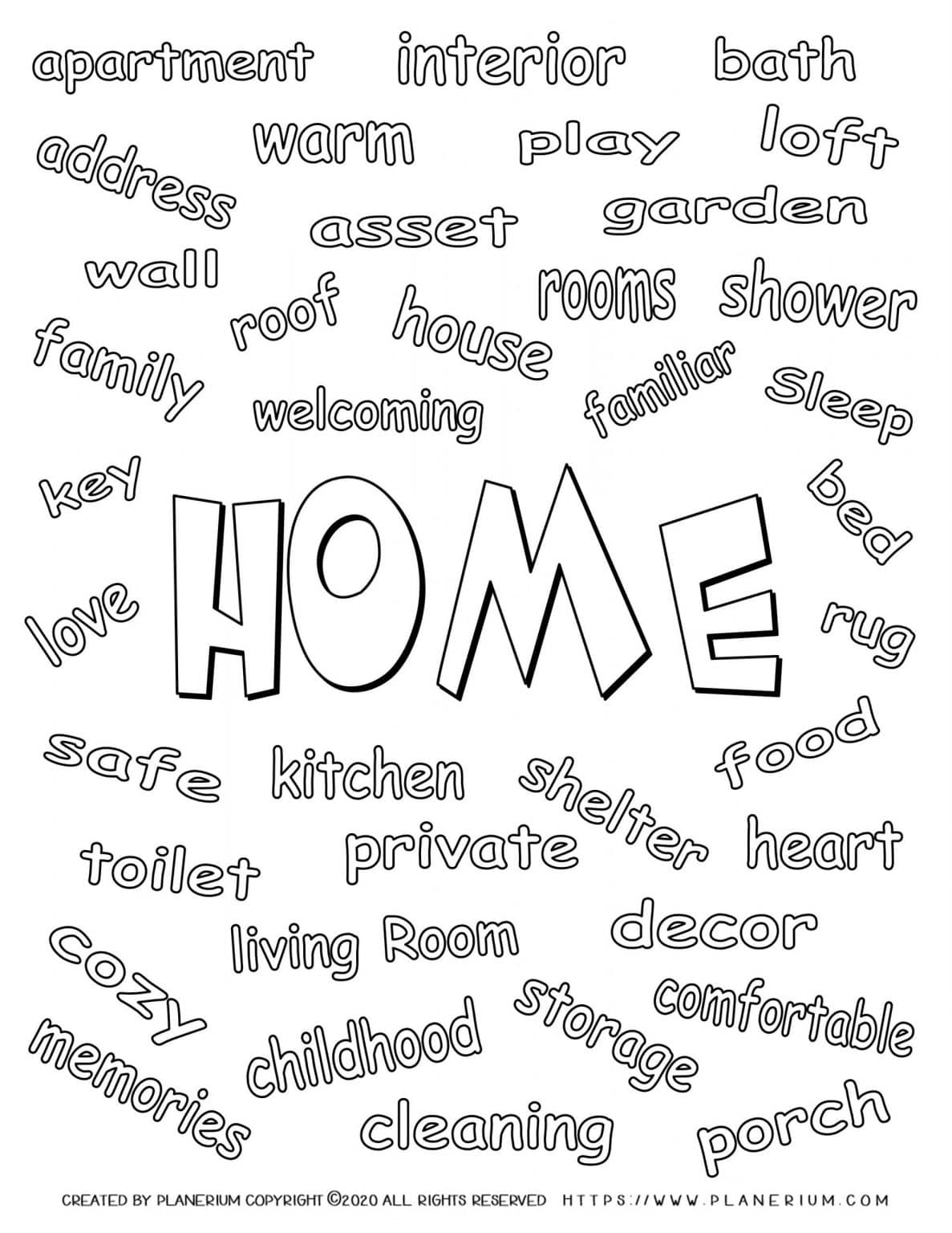 My Home - Coloring Page - Related Words