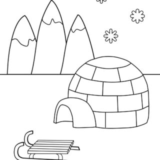 Winter Coloring Page - Igloo and Slide | Planerium