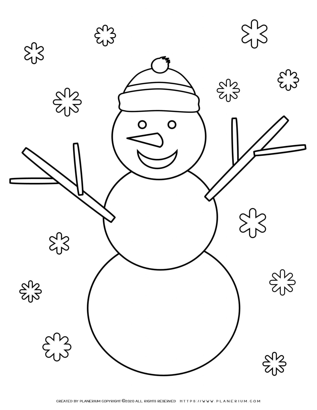 Winter Coloring Page - Snowman | Planerium