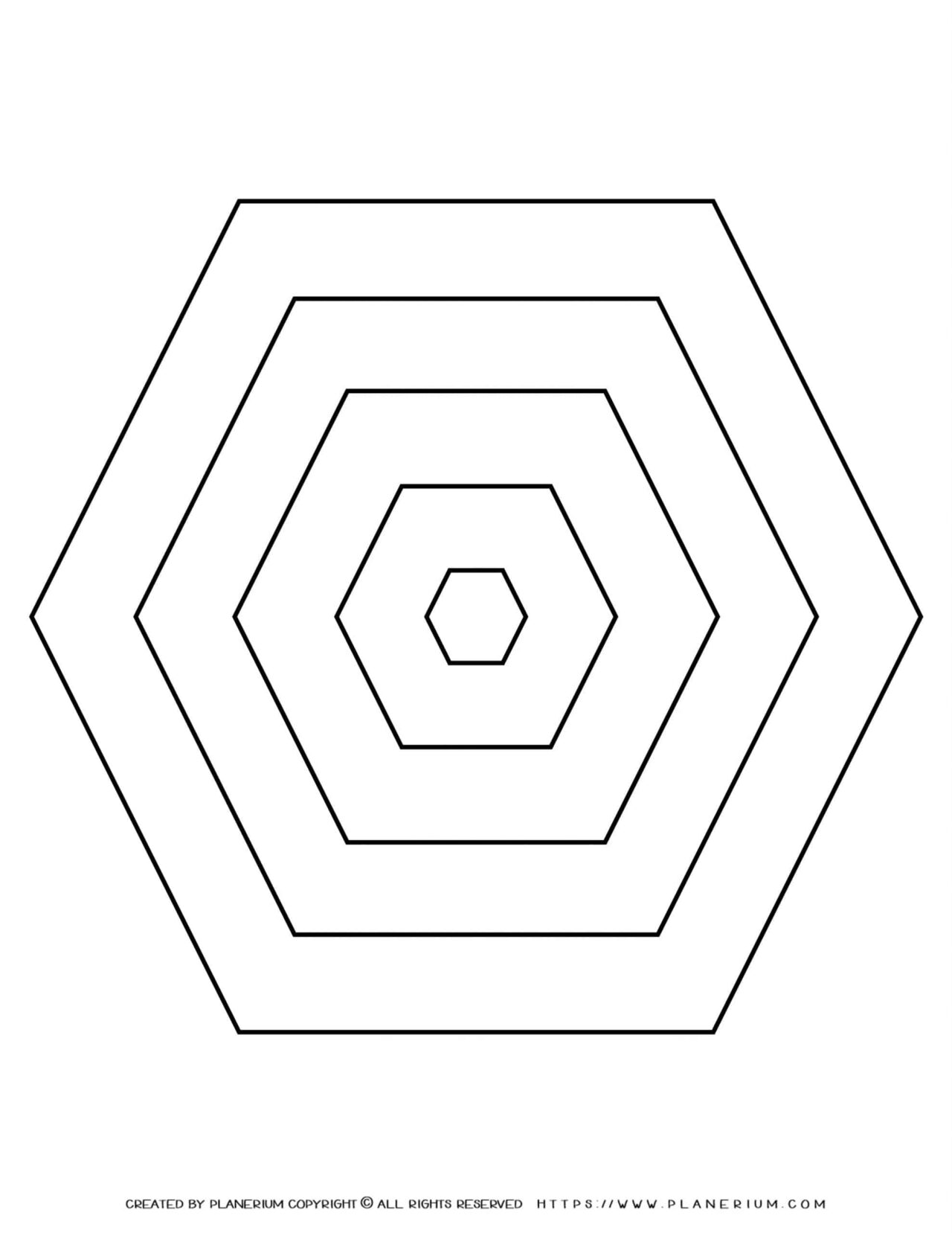 All Seasons - Coloring Page - Five Nested Hexagons