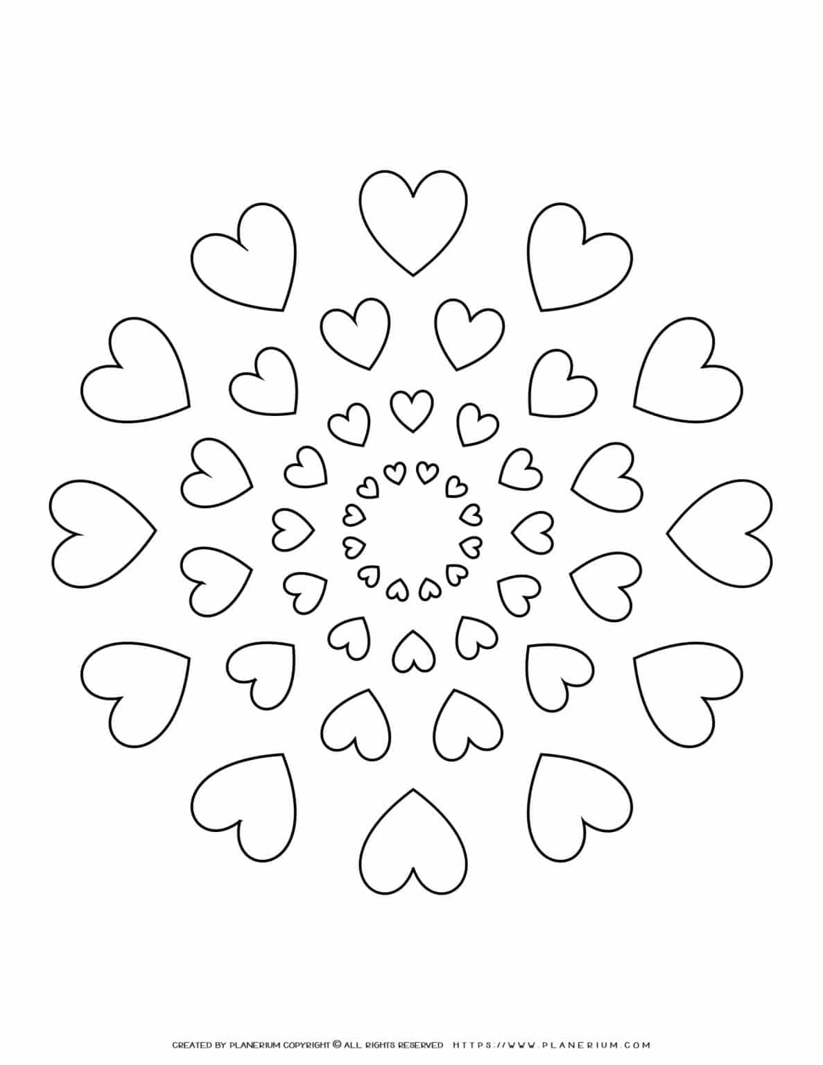 All Seasons - Coloring Page - Hearts Mandala