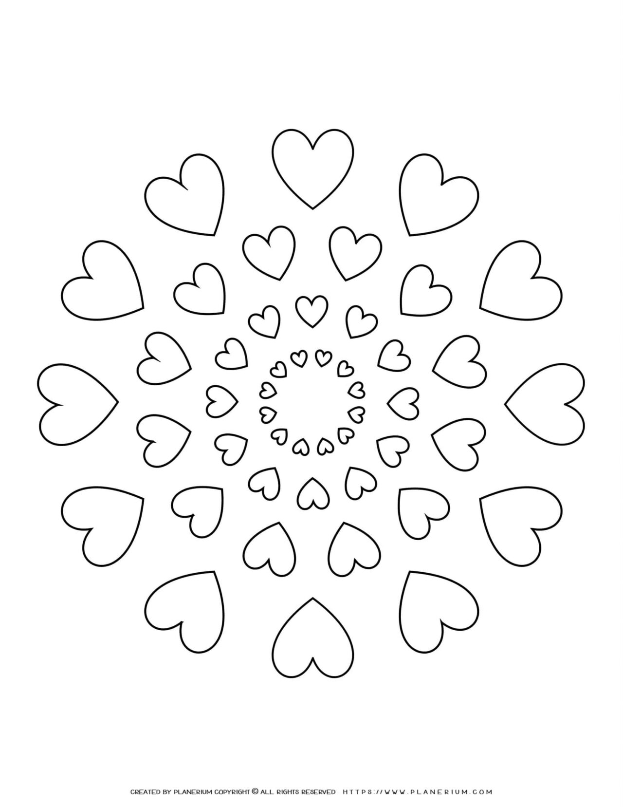 All Seasons - Coloring Page - Hearts Mandala