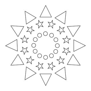 All Seasons - Coloring Page - Mixed Shapes Stars Mandala