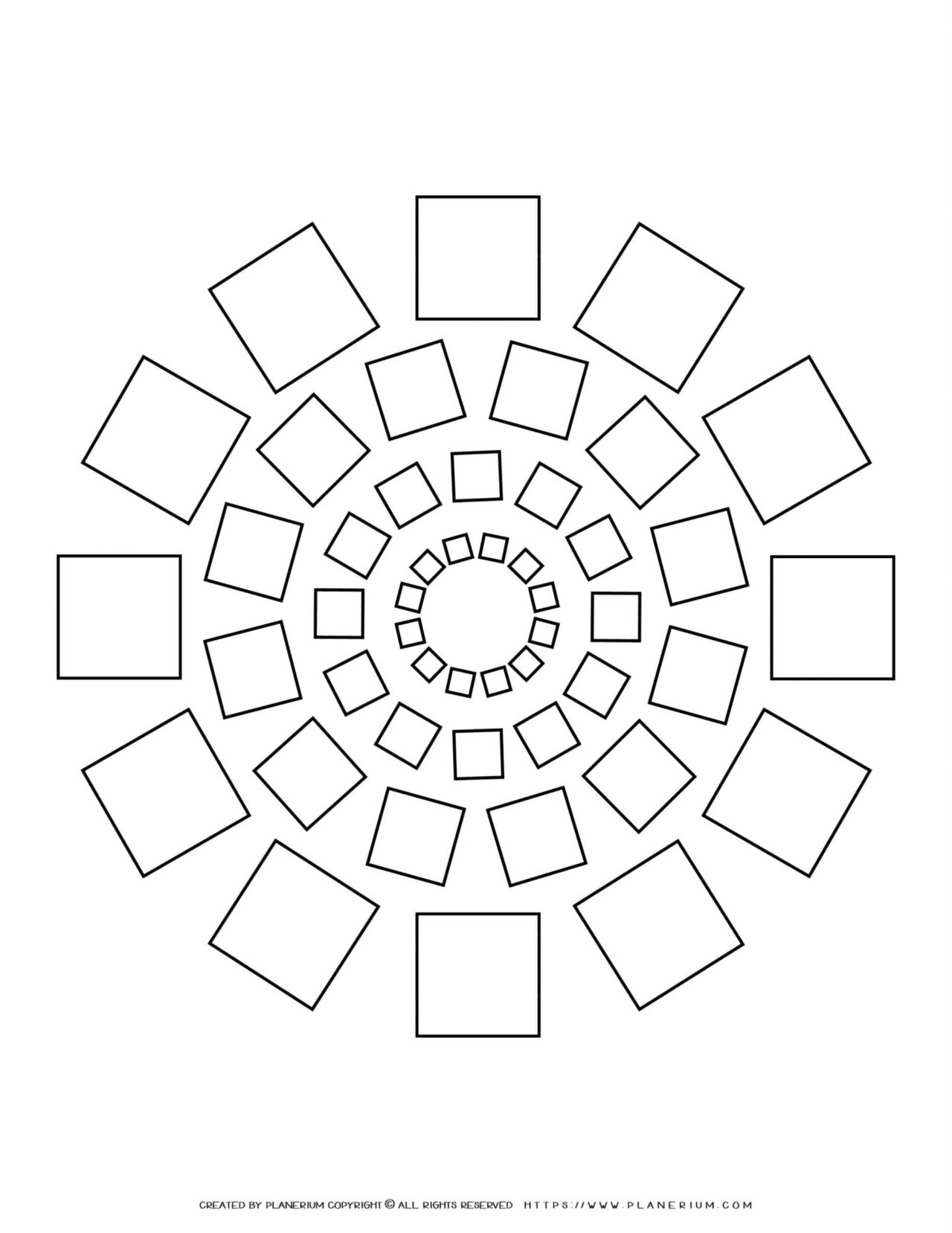All Seasons - Coloring Page - Squares Mandala