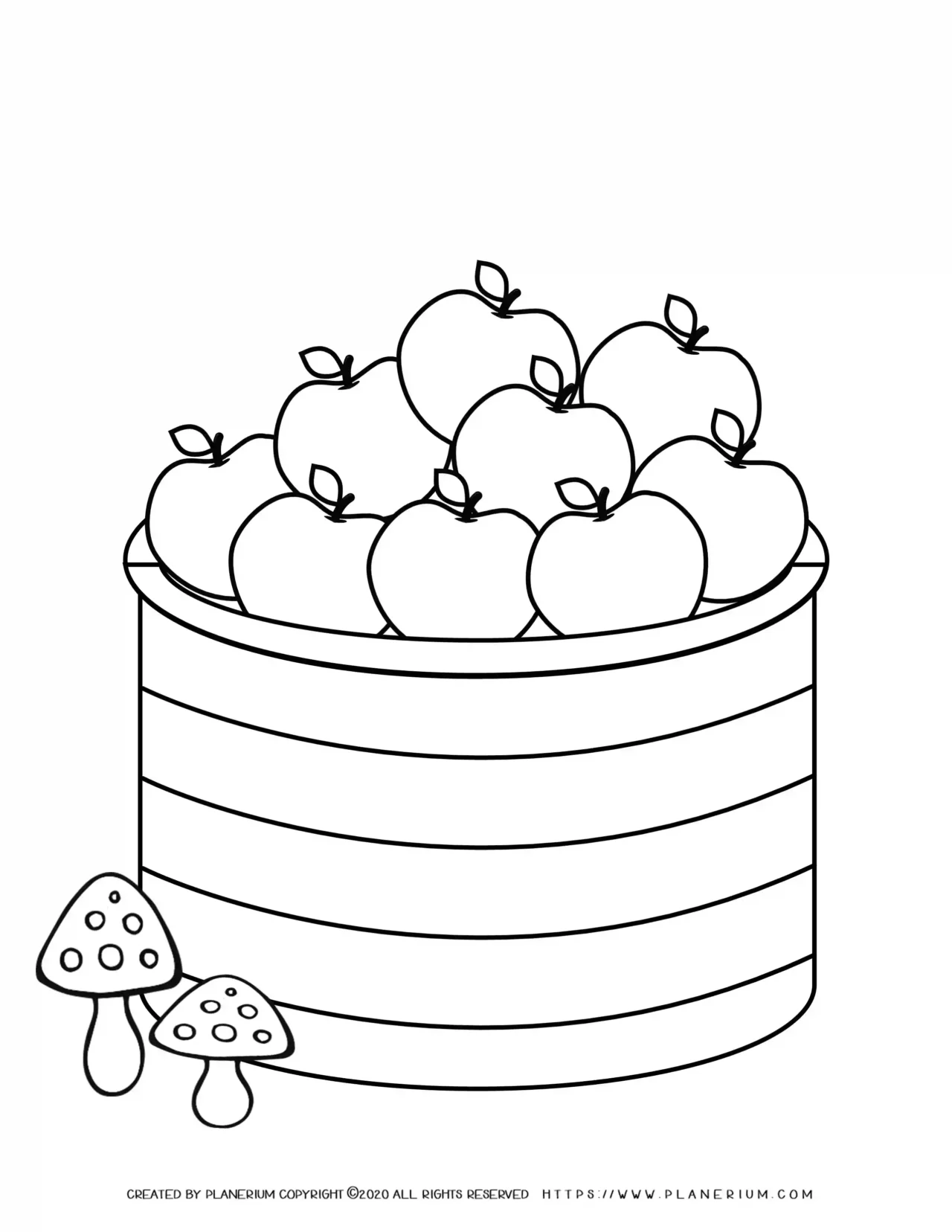 Fall Season - Coloring Page - Basket of Apples